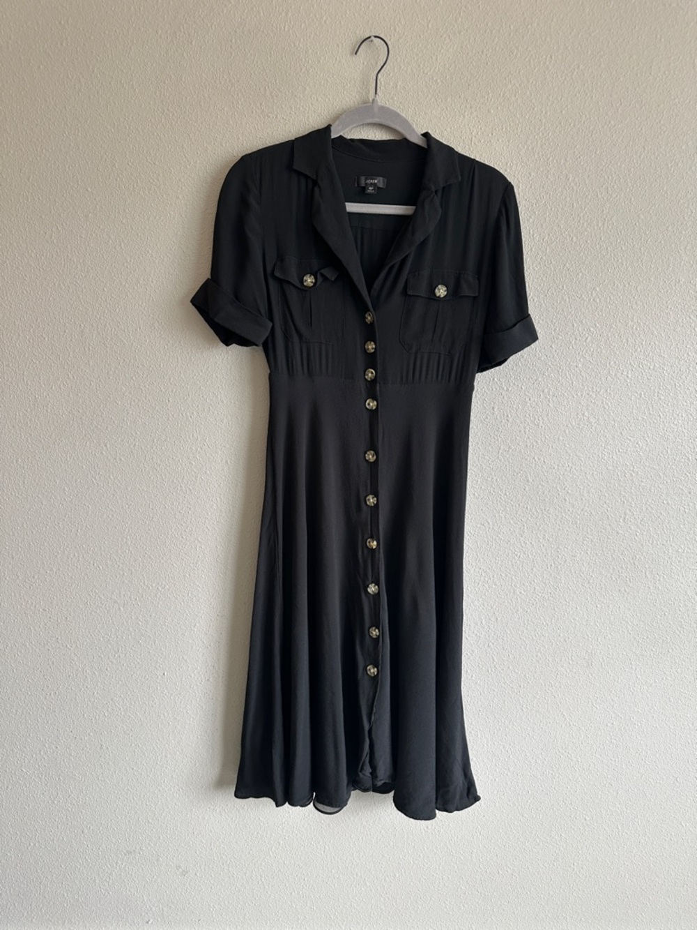 J. Crew Black Button-Front Midi Shirt Dress 6 Petite